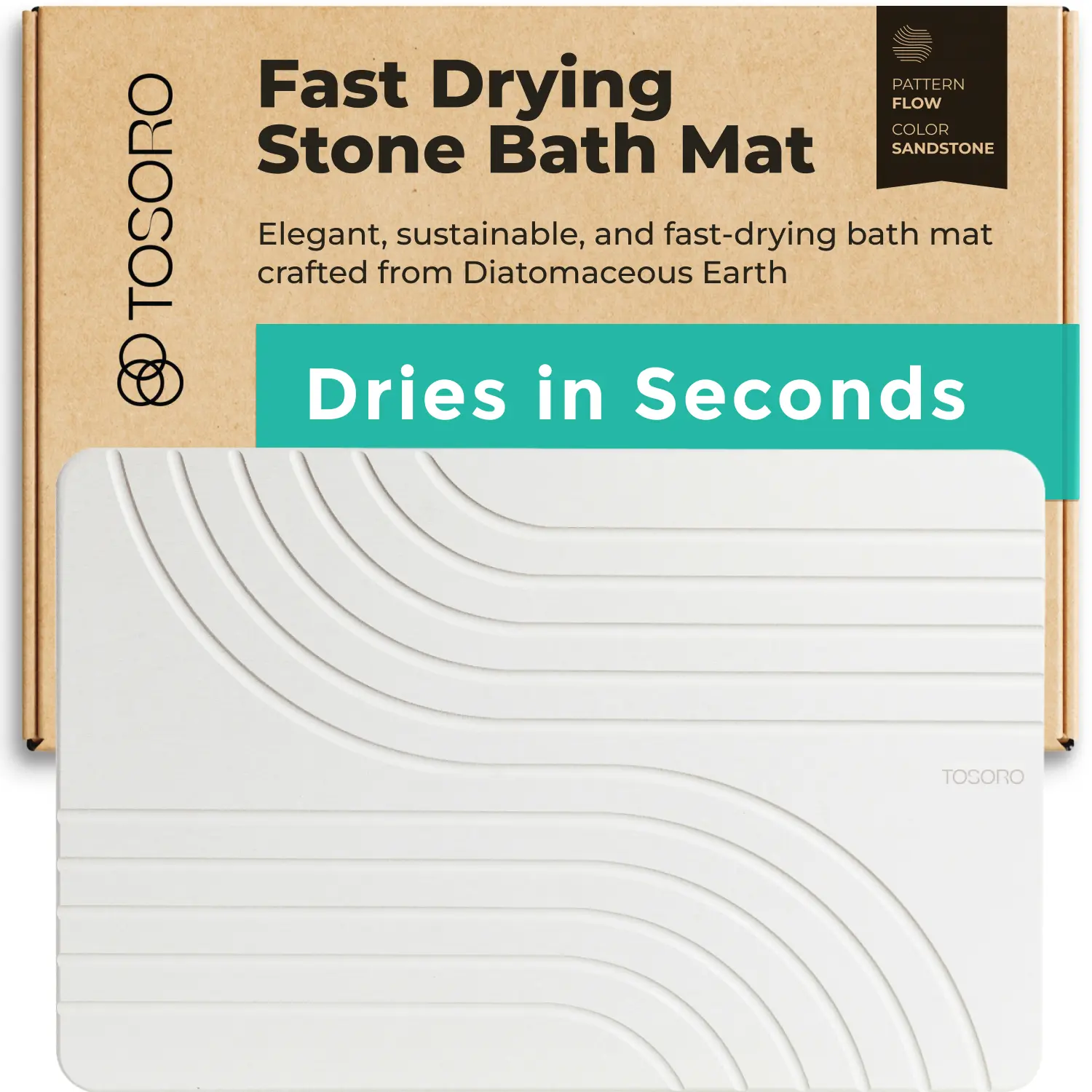 TOSORO - Stone Bath Mat, Diatomaceous Earth Non-Slip Stone Shower Mat - Quick Drying Absorbent Bath Stone Mat - Elegant & Modern Design, Easy to Clean (23.5 x 15 Graphite)