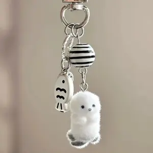 Plush Pomeranian Puppy Keychain Charm, 1/20pcs Animals Design Accessories for Backpack, Keys or Phone, Cute Collectible Key Fob Gift for Dog Owners