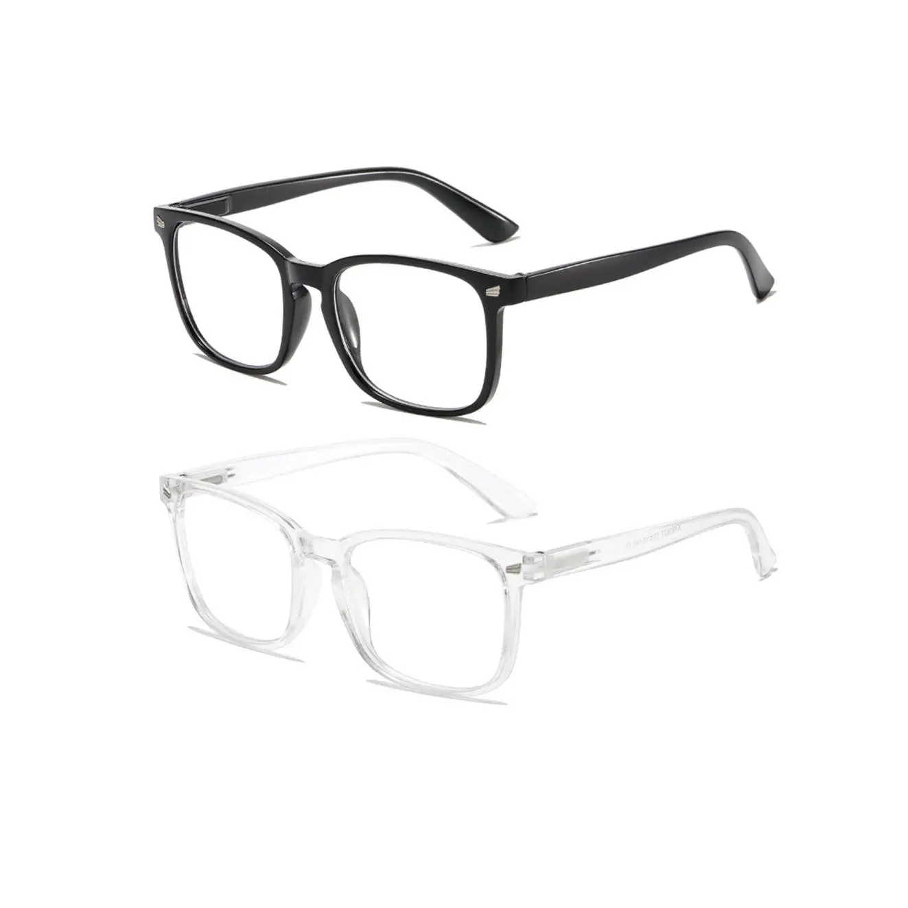 2 Pack Blue Light Blocking Glasses for Men & Women - Anti Eye Strain, Blue Light Protection, Anti Glare, Classic Non-Prescription Eyewear, Black Frames for Work/Home Computer Gaming, Blue Lights Glasses