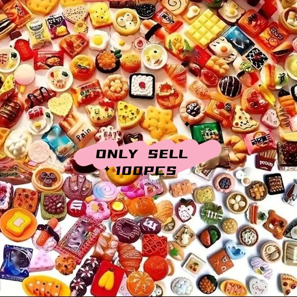 100 Mixed Resin Charms, Diy With Charms, Various Candy Cake Fruit Designs, DIY Crafts Hair Accessories Phone Case Decor, Multi-Functional Indoor Outdoor Use, Charms For Crafts, Diy Craft Embellishments