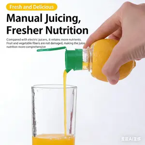 [Buy 1 Get 1 Free] Portable Fruit Lemon Lime Juicer - BPA-Free Plastic Kitchen Utensil, Manual Press with Lid, New Screw-Top Design Compact Citrus Tap Squeezer for Party Supplies & Lemon Juicing