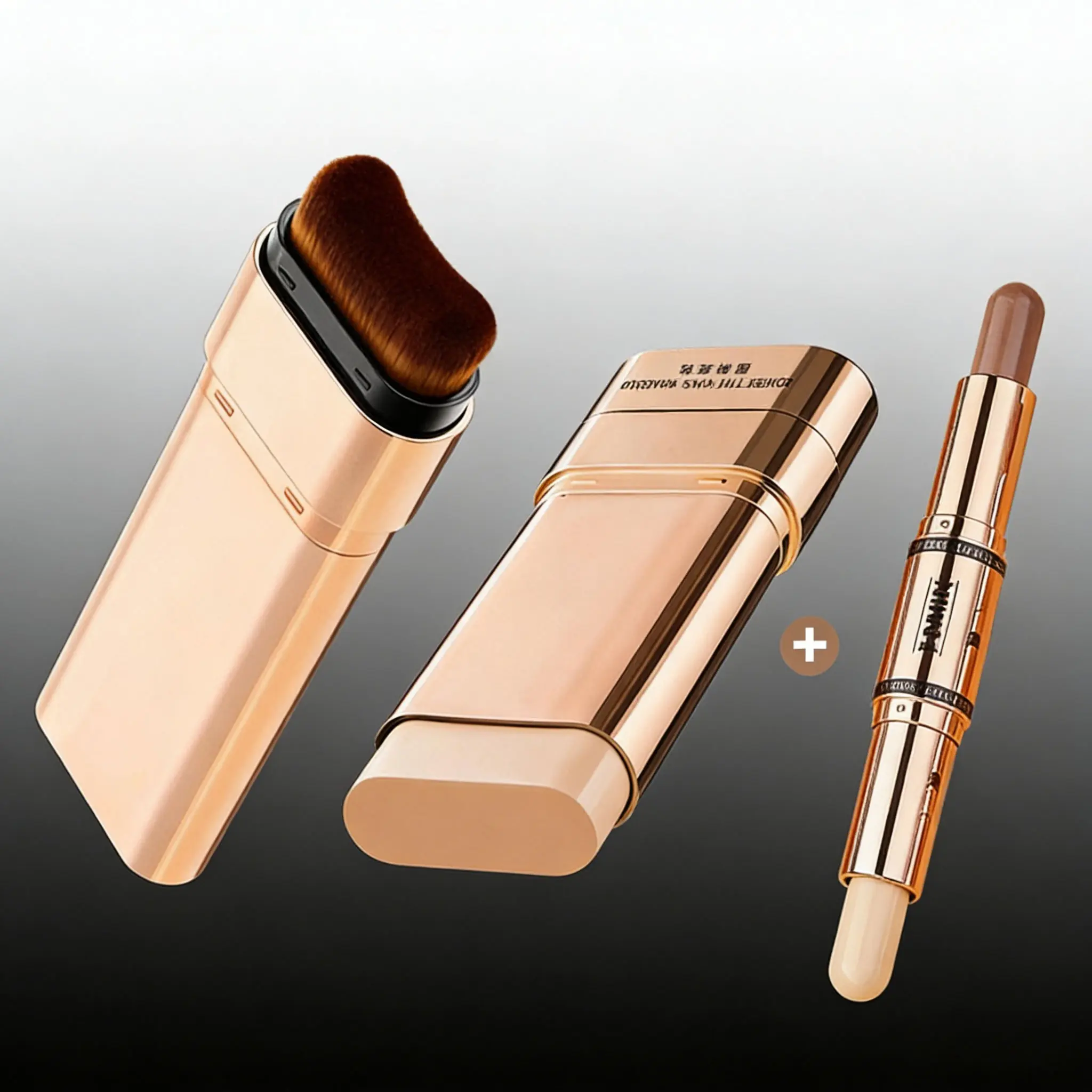 Double-Ended Concealer & Foundation Stick & Contouring Brush Set, Dual Ended Concealer, Concealer and Foundation, Makeup, Flawless Makeup Cosmetic, Flawless Long-Lasting All Day Coverage, Oil Control, Waterproof, Natural Finish, Perfect Gift