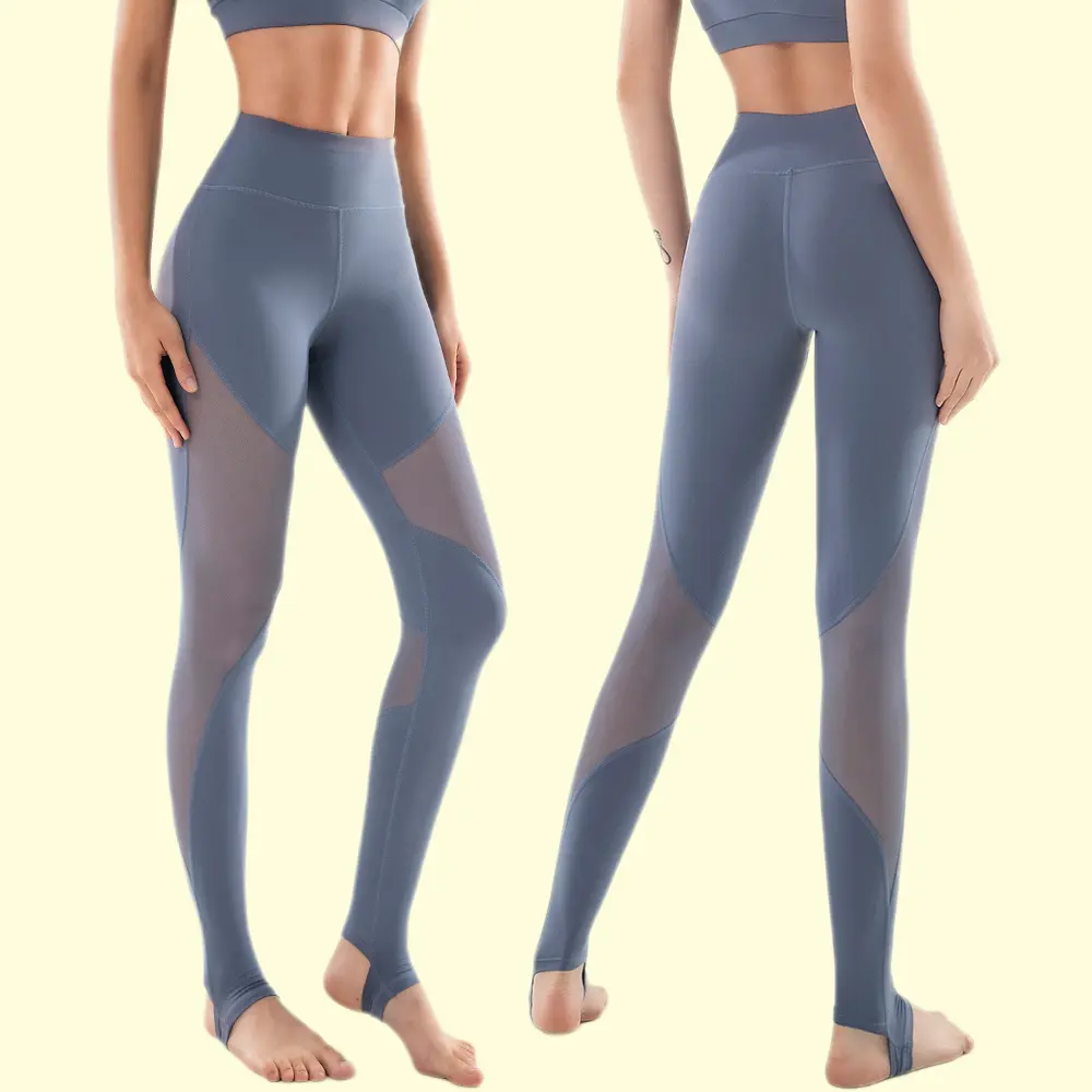 Women's High-Waisted Sporty Chic Stirrup Leggings - Quick-Dry Yoga Tights with Mesh Panels, Butt-Lifting Design, Yes Everyday Active Workout Use
