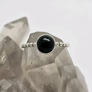Jen's Jewels Onyx and Sterling Silver Stacker Ring, Onyx Ring, Stacking Ring