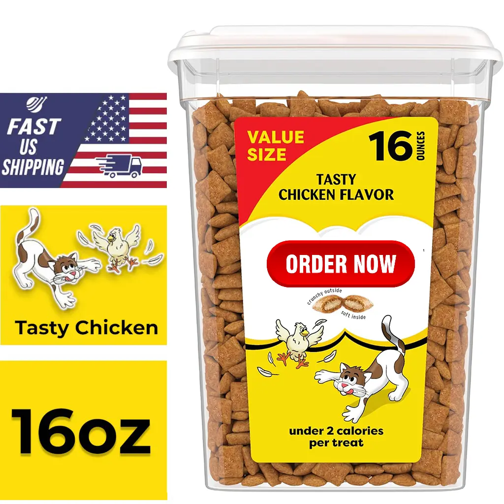 Temptations Cat Treats Classic Crunchy and Soft Cat Treats, Tasty Chicken Flavor, 16 oz. Tub