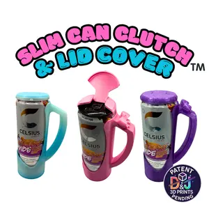 Slim Can Clutch & Lid Cover 12oz Holder for Red Bull Alani Nu Celsius Truly White Claw Slim Skinny Cans 3D Printed Drinkware Daily Routine Colorful Set