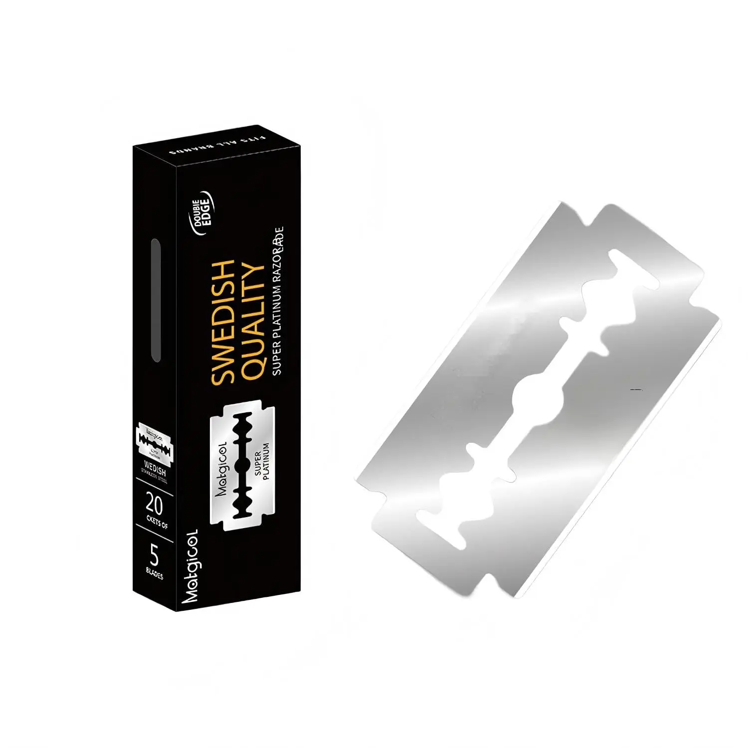 Men's Double Edge Safety Razor Blades (100PCS) - Platinum Stainless Steel with PTFE, Tungsten-Chromium Coated Edges, Ceramic Build for Barbers, Everyday Shavers; Corrosion Protection, Gentle Close Shaves, Consistently Clean Results, Excellent Sharpness, I