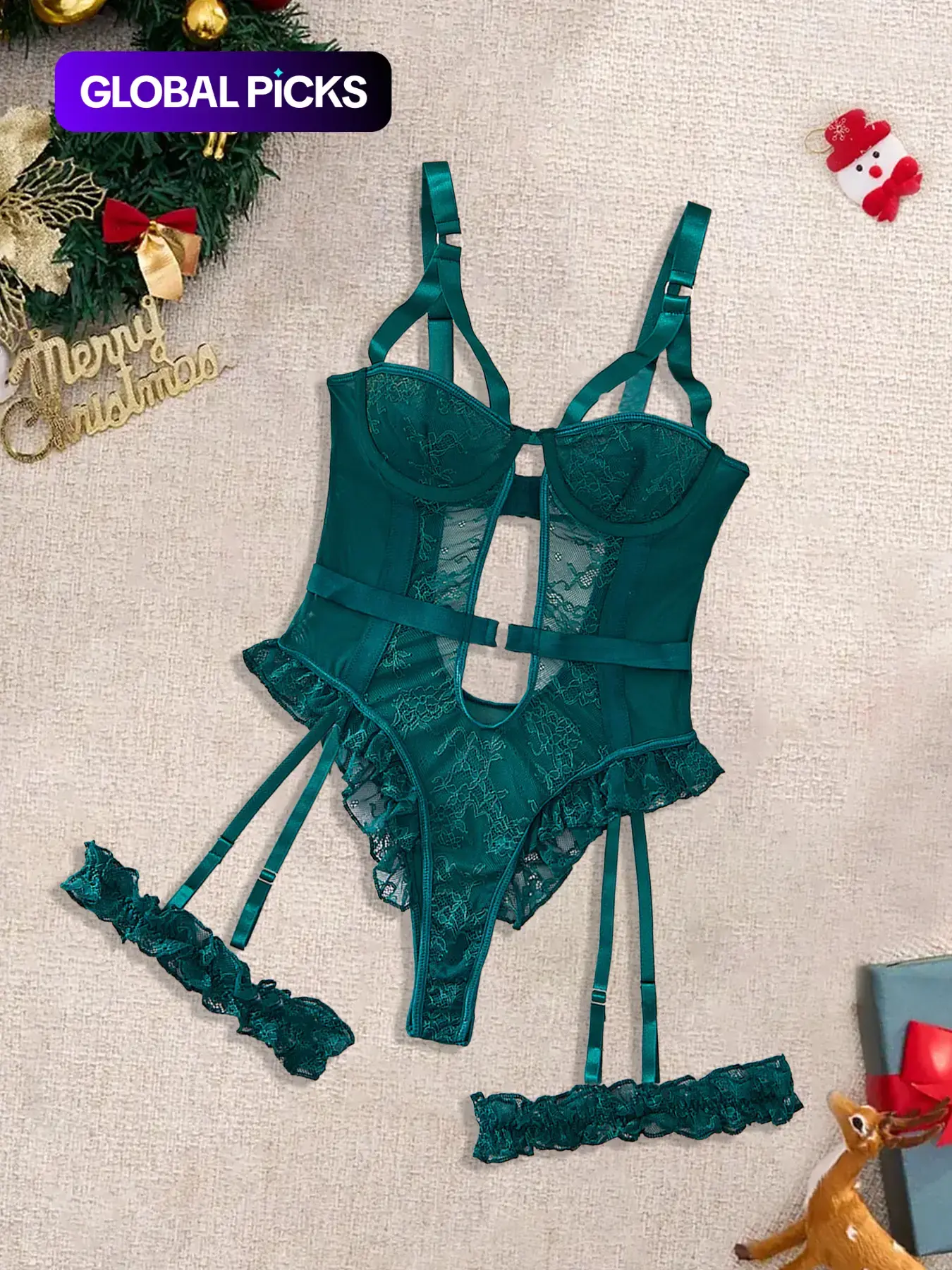 Christmas Sexy Embroidered Lingerie Set, High-Quality Comfortable Transparent Bra, Slim-Fit Adjustable Straps, All Seasons Wear, Lace Lingerie Set, Lace Underwear Set, Lingerie Outfits