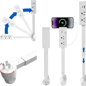 Rotating Wall Outlet Extender, 34 Inch Extension Cord with Swivel Plug, 2 AC Outlets + USB C & USB A Fast Charging Ports, ETL Certified Wall Mount Power Strip, Space Saving for Home Office, Portable Easy to Use