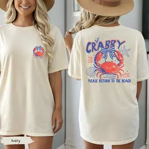 If Crabby Return To Beach Summer Comfort Shirt | Summer Vacation Tee Tshirt | Retro Graphic Summer Shirt | Vintage Beach Shirt