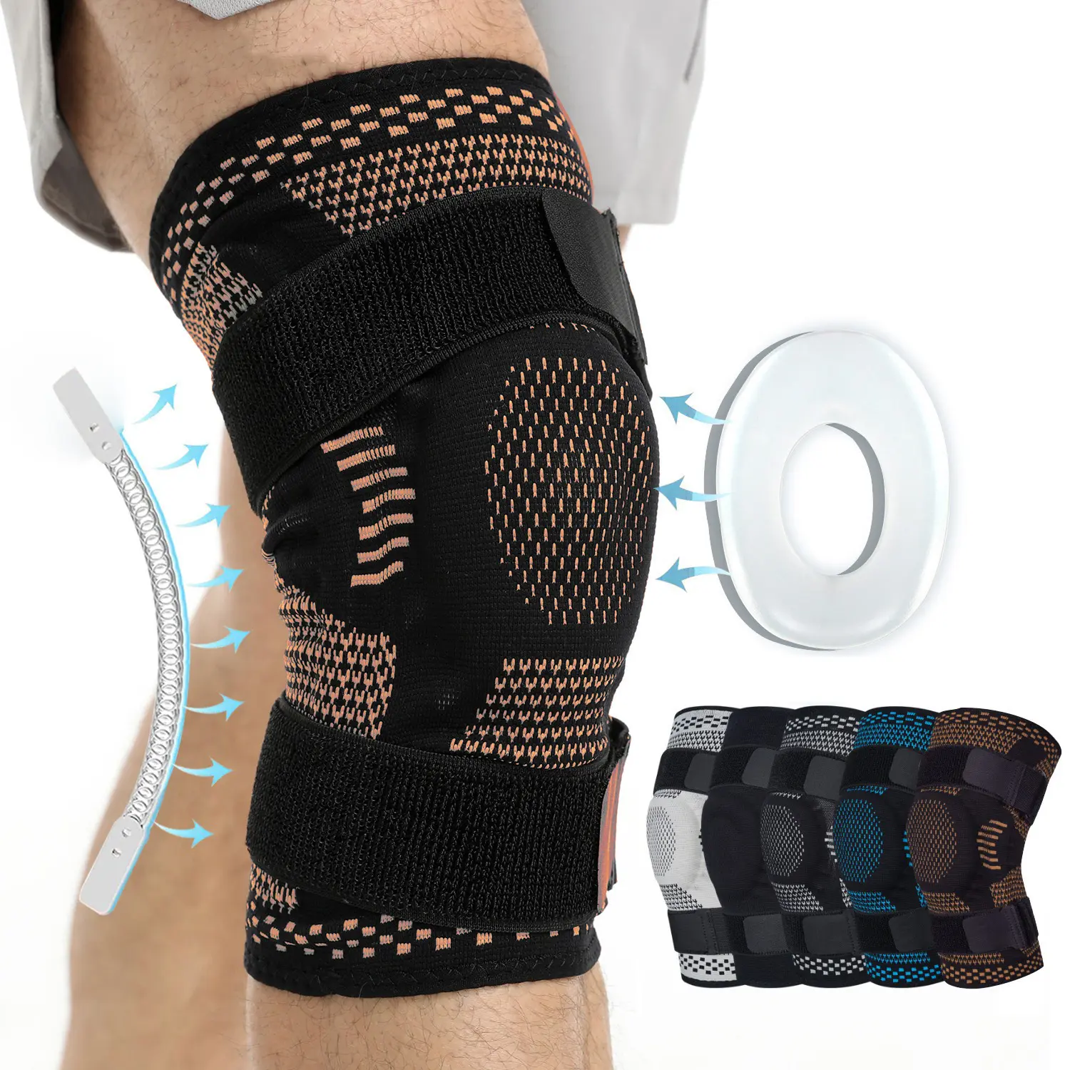Ollas Sports Knee Pads with Copper Ion Technology & Copper Fiber for Enhanced Protection Four-Way Elastic Nylon for Basketball Volleyball