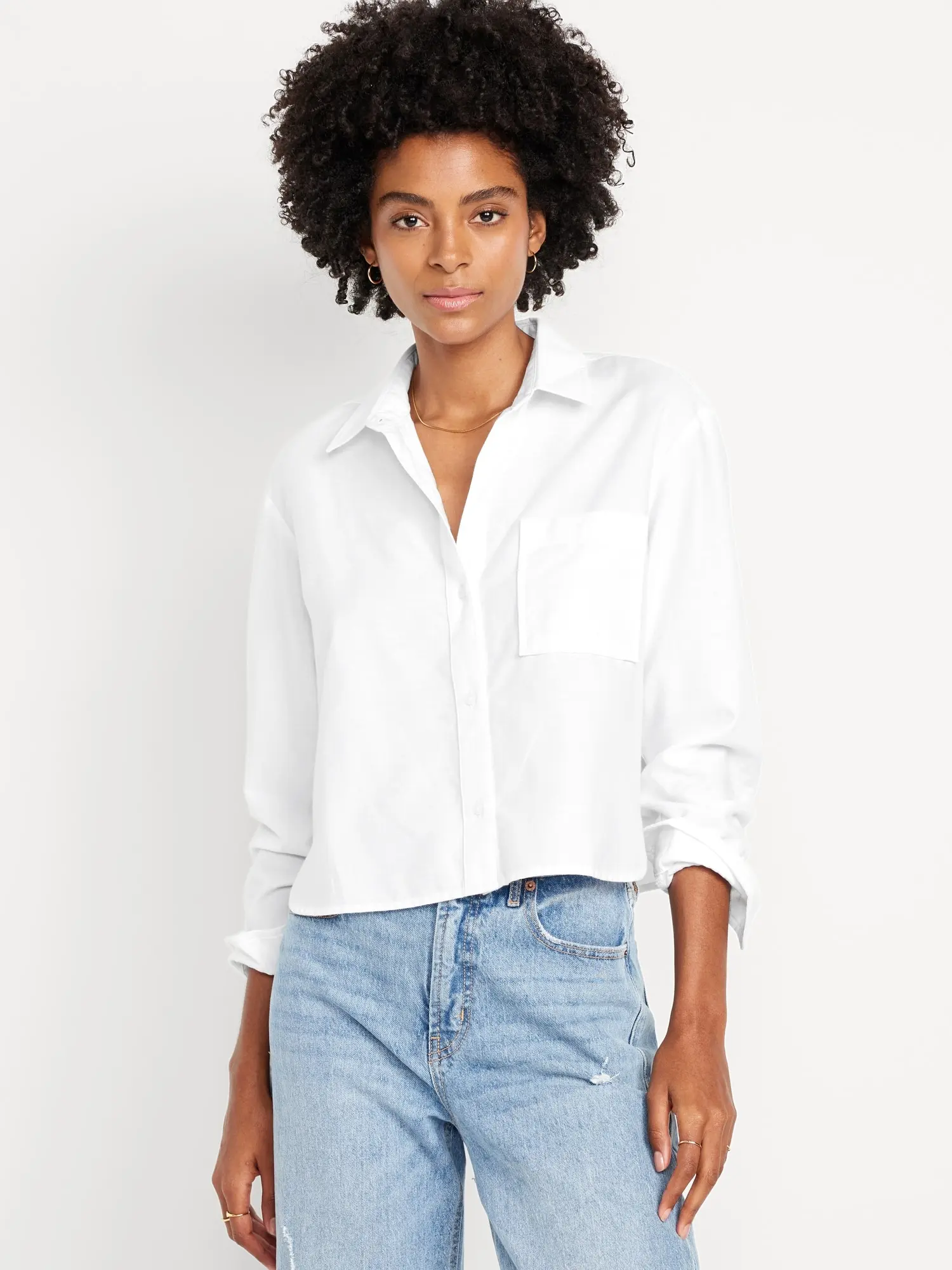 Old Navy Women's Cropped Button-Down Oxford Shirt
