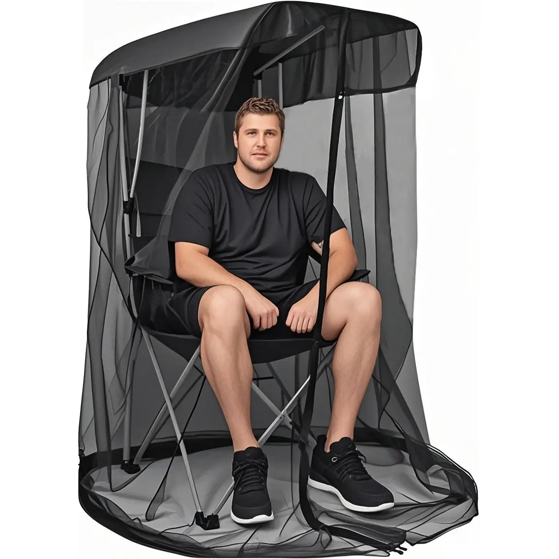 Outdoor Guardian Mosquito Net - Waterproof Top & Ultra-Fine Mesh for Fishing, Gardens & Patios Easy Installation