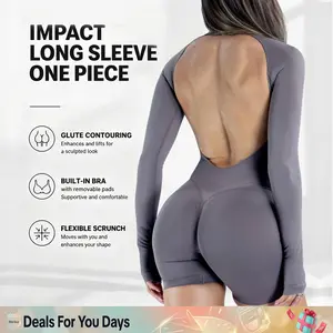 [STRONG COMPRESSED] DEEFY Impact Long Sleeve One Piece Unitard Fitness Gym Bralette Soft Workout Activewear Minimalist