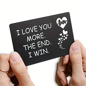 I Love You More Engraved Stainless Steel Wallet Insert Card, Custom Message Card, 1/5/10/15pcs Romantic Gift for Boyfriend, Husband, Anniversary Gift, Men Gifts, Christmas Gift Ideas, Stocking Stuffers