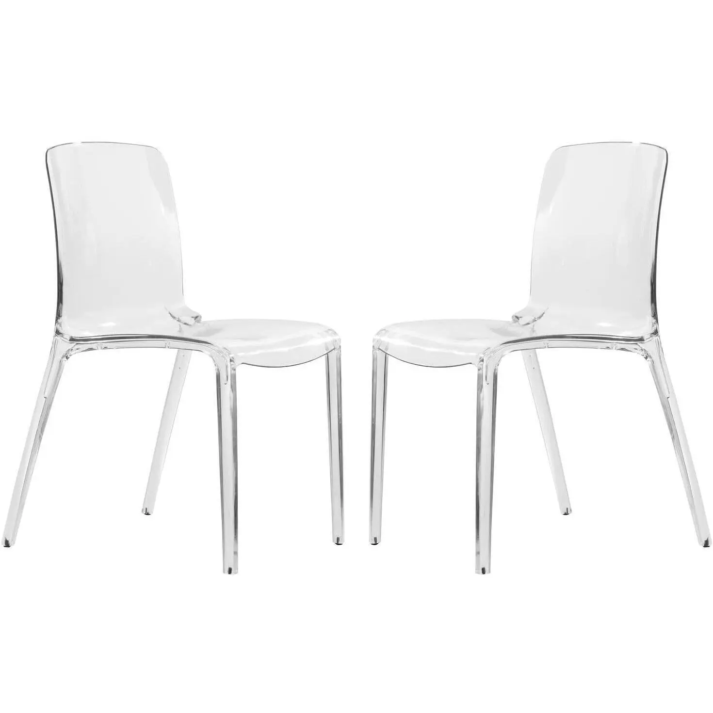 Dining Chairs - HomeStock Modern Stackable Dining Chairs - Set of 2 - Durable Plastic Kitchen Chairs - Contemporary Design