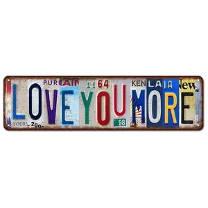 Vintage "Love You More" Tin Print Aluminum Wall Decor Hanging Sign, 16x4 in Fade-Proof Metal Plaque, Classic & Decorative Home Signs for Bar, Summervibes Gift for Home Supplies