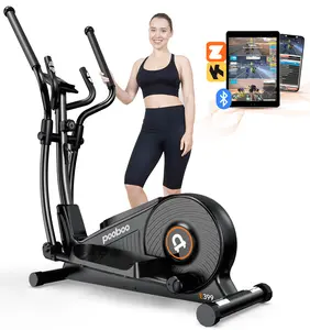 pooboo Elliptical Machine, Elliptical Exercise Machine with 16-Level Resistance&Hyper-Quiet Magnetic Driving System, Elliptical Machine for Home with LCD Monitor&15.5IN Stride, 400LBS Weight Capacity