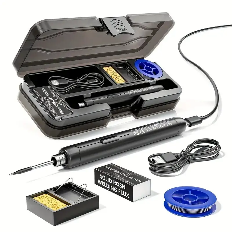 Wireless/Cordless/USB Portable Soldering Iron Kit, 3 Temperature Settings, Lithium Battery, Includes Rosin, Solder Stand, Storage Box, Ideal for DIY Projects, Home Tool Kit