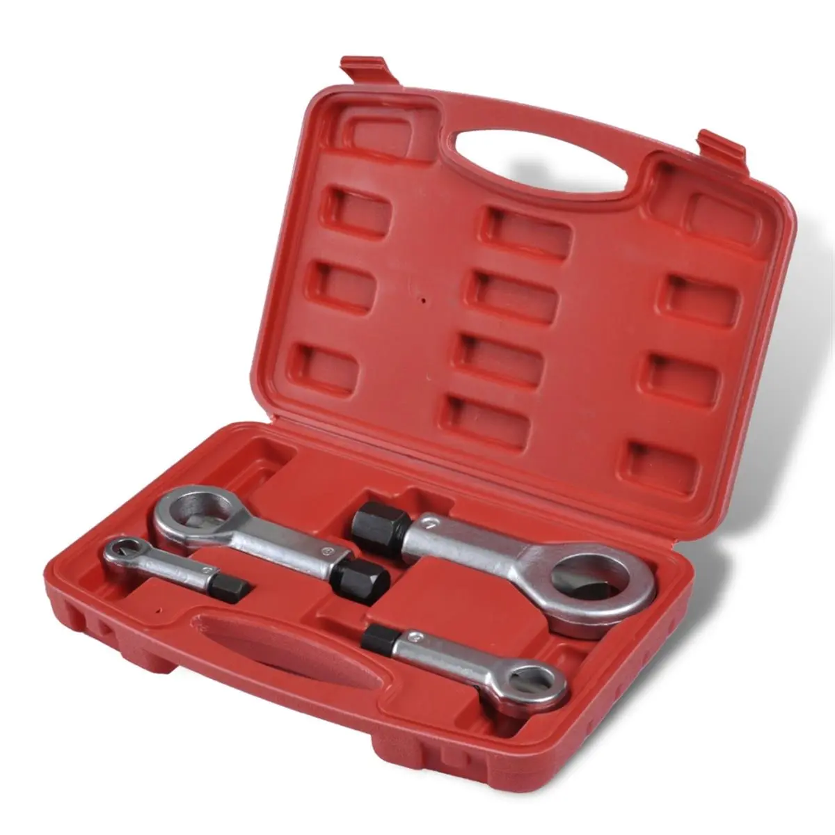 212 MAIN 4-Piece Chrome Plated Nut Splitter Tool Set - Forged Grip, 0.4-1.06 in. Capacity Nut Removal Cracker Extractor