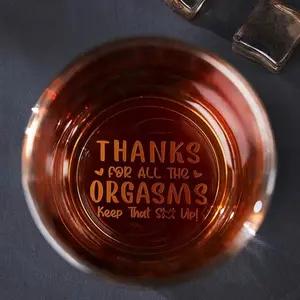 Version 2 Thanks For All The Orgasms High quality laser engraved whiskey glasses, Personalize your handwriting Gifts for couples, Home Decor & Gifts, Halloween, Funny gift for men and women, Drinkware