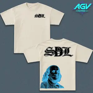 SDL Tee Black/Blue Graphic T-Shirt, Streetwear Retro Fashion, TikTok Viral Trend, Unisex Hip Hop Casual Shirt, Fashion Cotton, Full Color, Full Size, For Men, For Women