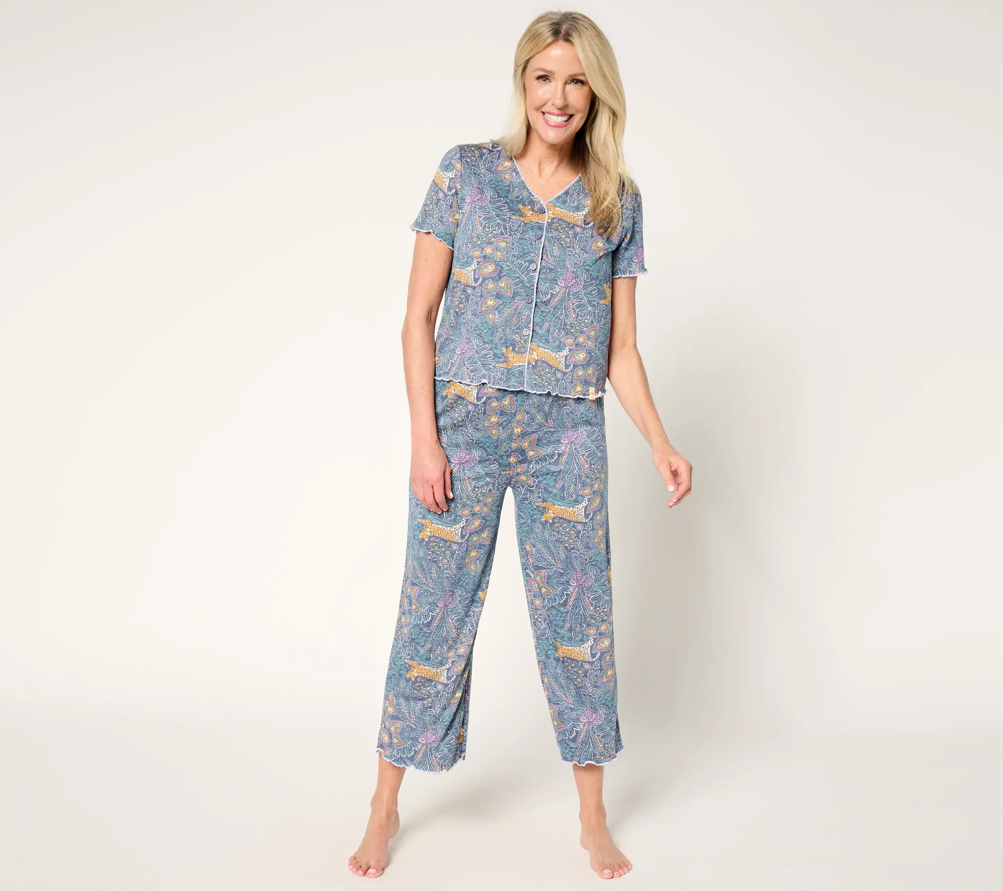 Sunday Brunch Crinkle Jersey Short Sleeve & Cropped Pant Lounge Set