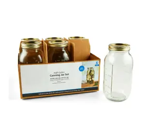 Airtight Glass Wide Mouth Canning Jars 64 oz (6 Count) - Ideal for Food Storage and Preservation