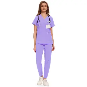 Cozyfit Medical Scrubs for Women Clara Air Set - Curved V-Neck Scrub Top & Jogger Pants with 8 Pockets Clothes Workwear Womenswear