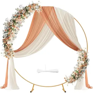 Round Balloon Arch Kit, 6.8ft (2.1m) Large Size Metal Golden Circle Balloon Arch Round Backdrop Stand for Baby Shower Wedding Birthday Party Photo Background Decoration