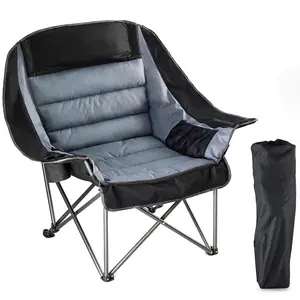 Oversized Heavy Duty Camping Chair 440lbs Capacity – Portable Folding Chair with Side Pocket & Cup Holder – Outdoor Adult Chair for Fishing, Sports & Travel – Includes Carry Bag