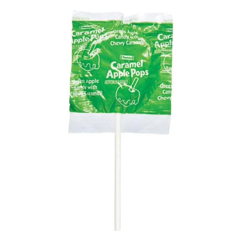 Tootsie Caramel Apple Pops, Green Apple Lollipops with Caramel Coating, 0.62 oz Individually Wrapped (Pack of 48)