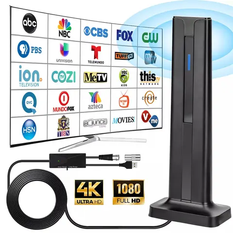 Wireless HDTV Antenna Kit for Smart TVs - Indoor/Outdoor Long-Range Reception Model with Amplifier Signal Booster, Detachable Remote, HDMI Splitter, USB Accessories, 4K/1080p Support, Supplier Warranty, Never Pay Monthly Bill (TikTokShop Black Friday)