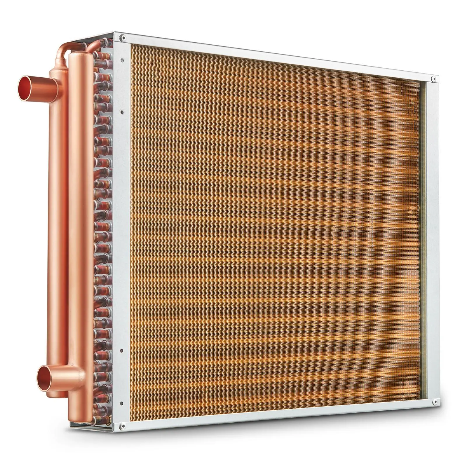 VEVOR Water-to-Air Heat Exchanger, 18"x20" 3-Row 3/8" Copper Ports, 242 Epoxy-Coated Aluminum Fins, 160kbtu/Hr, -40-180°C/-40-356°F, Corrosion Resistant, Durable, Energy Efficient, UL & CE Certified for Outdoor Wood Furnaces, Residential Heating