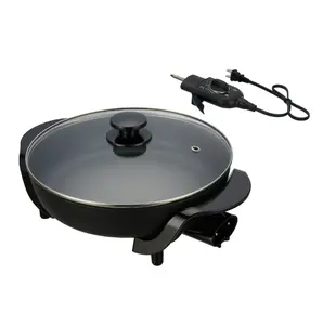 12" Round Nonstick Electric Skillet with Glass Cover - Ideal for Cooking and Frying