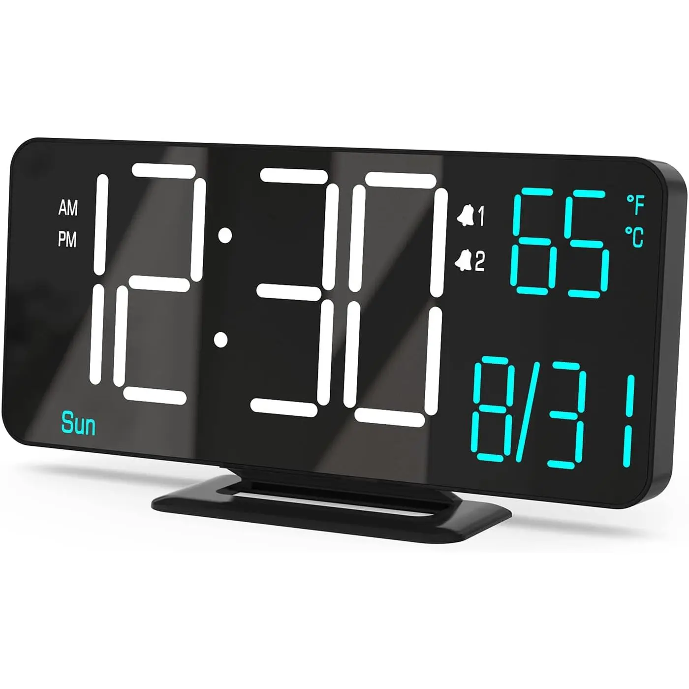 Digital Clock for Bedroom 6.7in Small Digital  Clock Black, Dimming,12/24h,Date,Day of Week, Indoor Temperature,Desk Clocks for Classroom, LED Clocks for Living Room, Digital Calendar