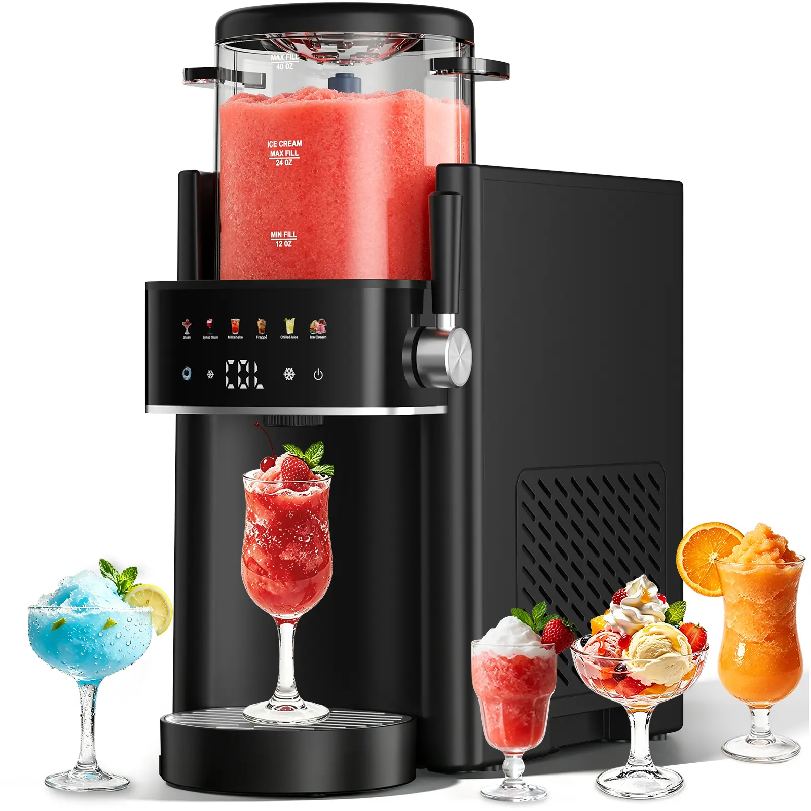Slushie Machine with Self-Freezing, 3-in-1 Ice Cream Maker and Margarita Machine, No Ice Needed Rapid Chill Slushy Maker for Home, Parties, 6 preset mode，Frozen Drinks, Frappe, Smoothie, Automatic cleaning，Summer Essentials,tiktokshopsummersale