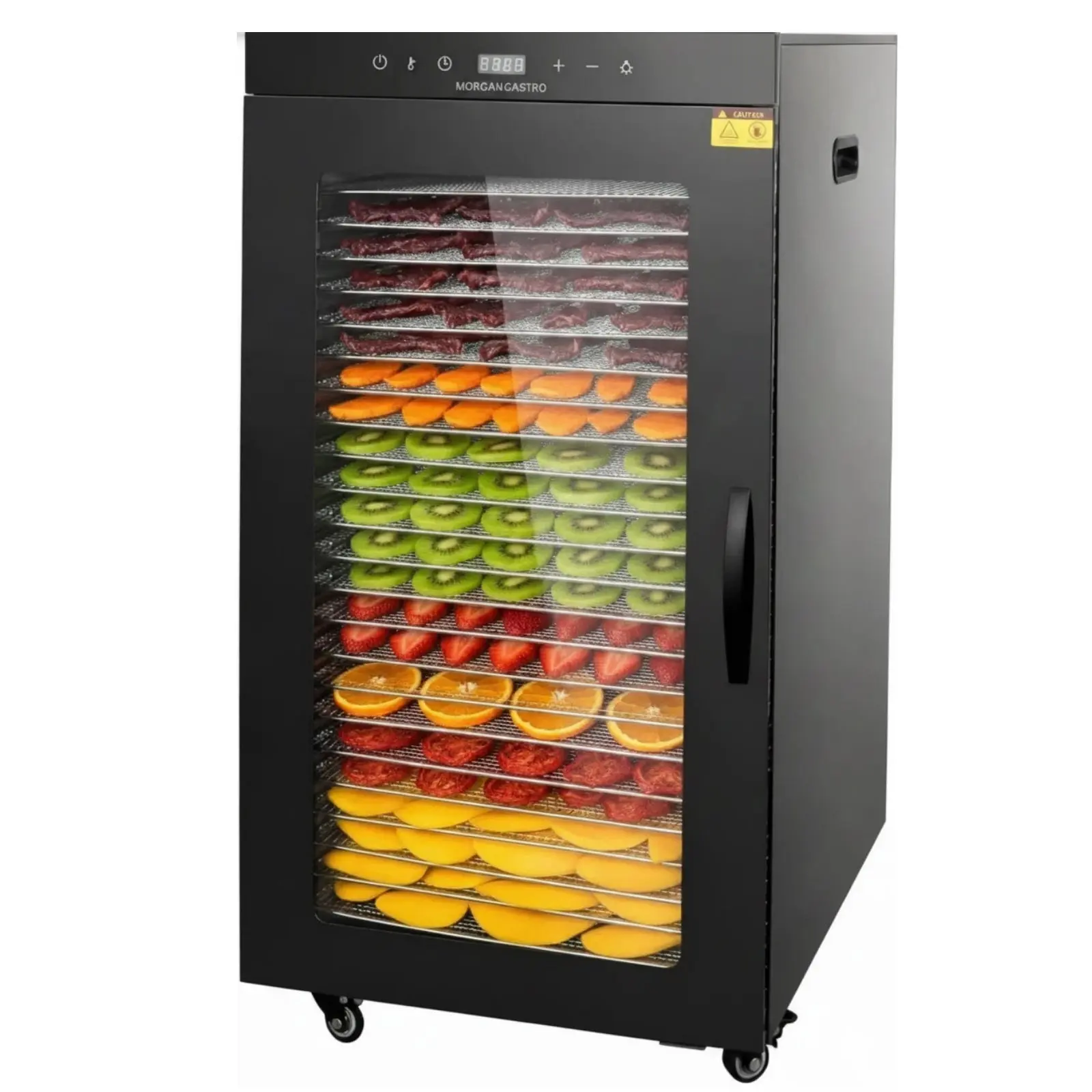 Hakka Corded 24-Stainless Steel Tray Food Dehydrator, 1600W, 110V Plug, 86°F-194°F Adjustable Temperature, 24-Hour Timer, 22.3x18.5in Size, Food-Safe for Jerky, Fruits, Fish, 24 Stainless Steel Trays
