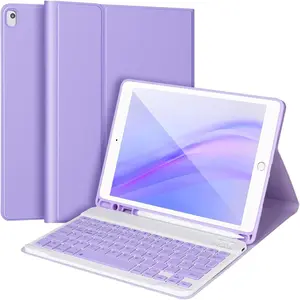 Keyboard Case for iPad 9/8/7th Gen 10.2,Case with Keyboard ipad 10.2 inch,Keyboard for iPad 9th Gen, Keyboard for iPad 10.2,iPad Keyboard Case 9th Gen with Pencil Holder (Purple)