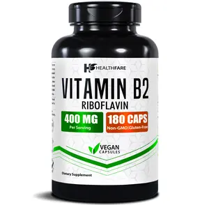 HealthFare Vitamin B2 Riboflavin 400mg | 180 Veg Capsules | Extra Strength | Non-GMO | Gluten-Free | Made in USA