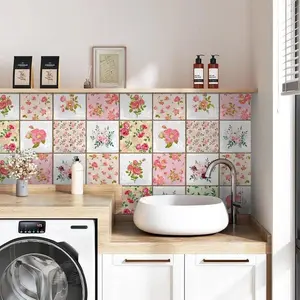 Floral Vinyl Peel & Stick Wall Tiles