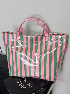 Striped Handbag High-Value Lightweight Commuter Bag Large Capacity Travel Shoulder Bag Casual Fashion Beach Bag All Seasons Fashion Tote Bag