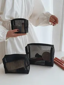 Women's Casual Makeup Bag Set, 3 Counts/set Mixed Size Portable Cosmetic Storage Bags, Zipper Makeup Organizer Pouch, Versatile Storage Bag for Travel, Makeup Container Set