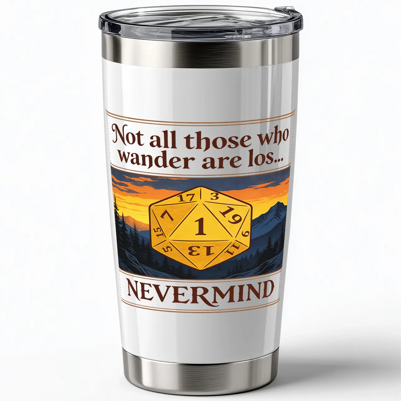 20oz Stainless Steel Coffee Mug - DND Gifts for Men Women - Unique D&D Gifts for Players, DM, Dungeons Dragons Lovers - Leak-Proof Tumbler with Lid and Telescoping Straw BLACK
