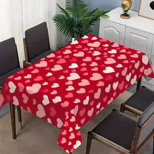 Red Heart Tablecloth, Suitable for Restaurants, Parties, Family Gatherings, Holidays, Outdoor Picnics, and More. Perfect for Spring Festival, Valentine's Day, Weddings, Birthdays, and Couple Dates. Creates a Romantic and Warm Atmosphere, Filling