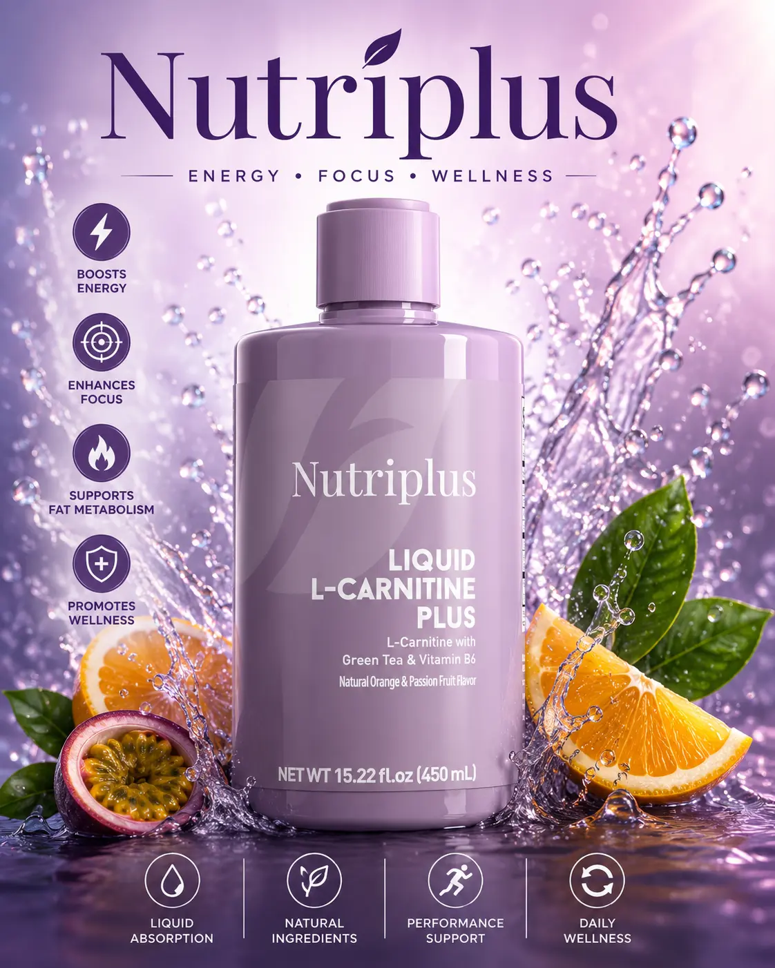 Nutriplus L-Carnitine Orange & Passion Fruit