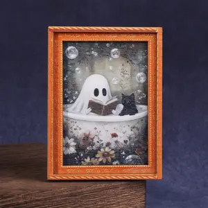 1PC Fun Ghost Refrigerator Magnet, Mini Photo Frame Fridge Magnet, Home Decor, Decoration, Perfect Holiday Gift, 1 Piece Bath Ghost Magnet