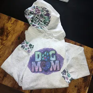 Dog Mom Hoodie Leopard Print Cute Graphic Sublimation Stylish Comfort Comfortable Dogs Paw Prints Puppy Dogs Dog Mama Comfy