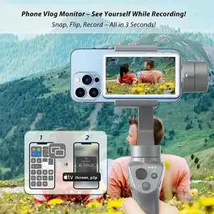 Gifting Essentials for VLOG selfies, monitor screen for convenient live streaming, magnetic mobile phone video log selfie monitor, wireless back camera monitor for live streaming/TK