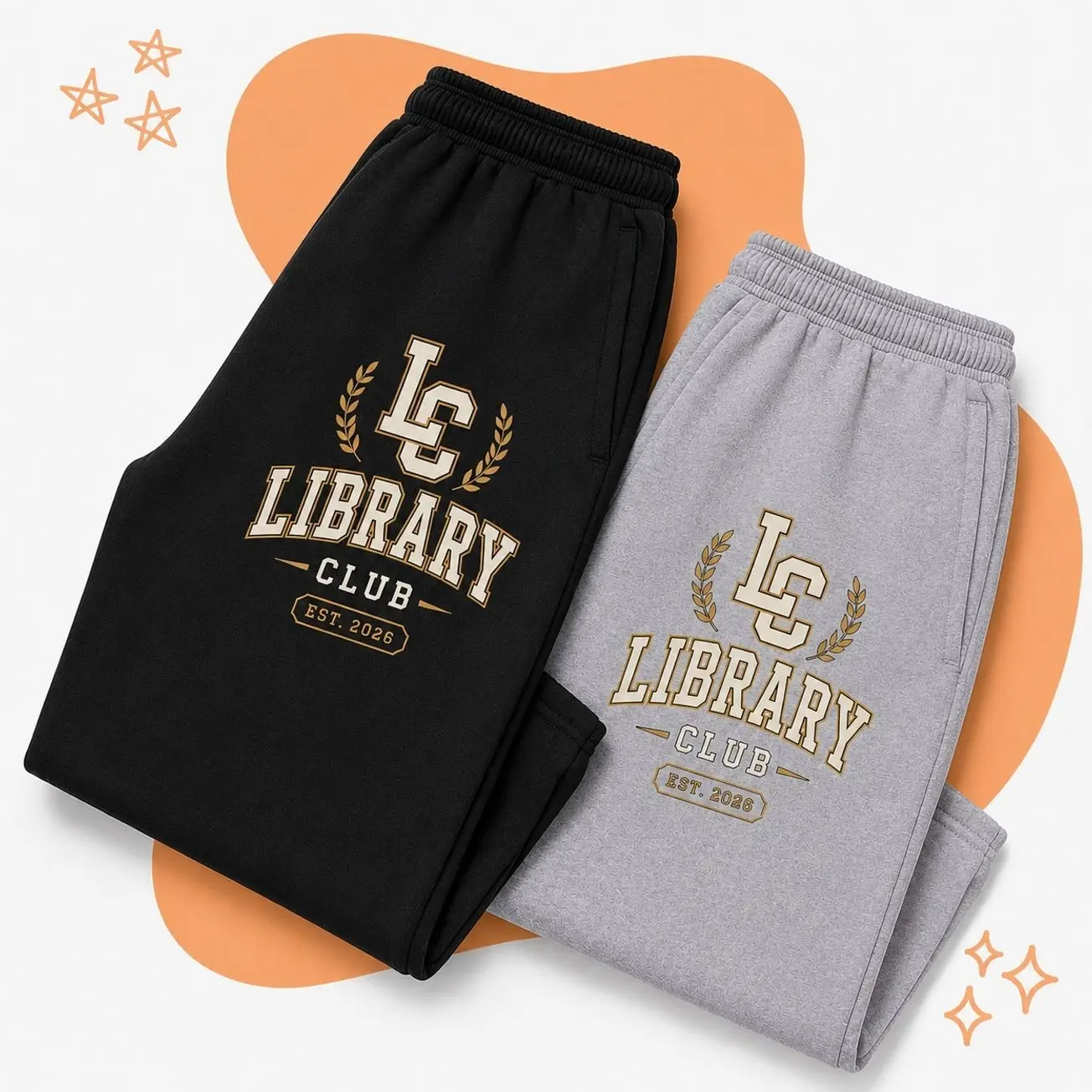 Library Club Sweatpants for Men and Women, Oversized Fleece Joggers, Soft Cotton Blend, Elastic Waist, Relaxed Fit, Y2K Streetwear Style, Cozy Lounge Pants, Perfect for School, Gym, Travel and Everyday Wear S